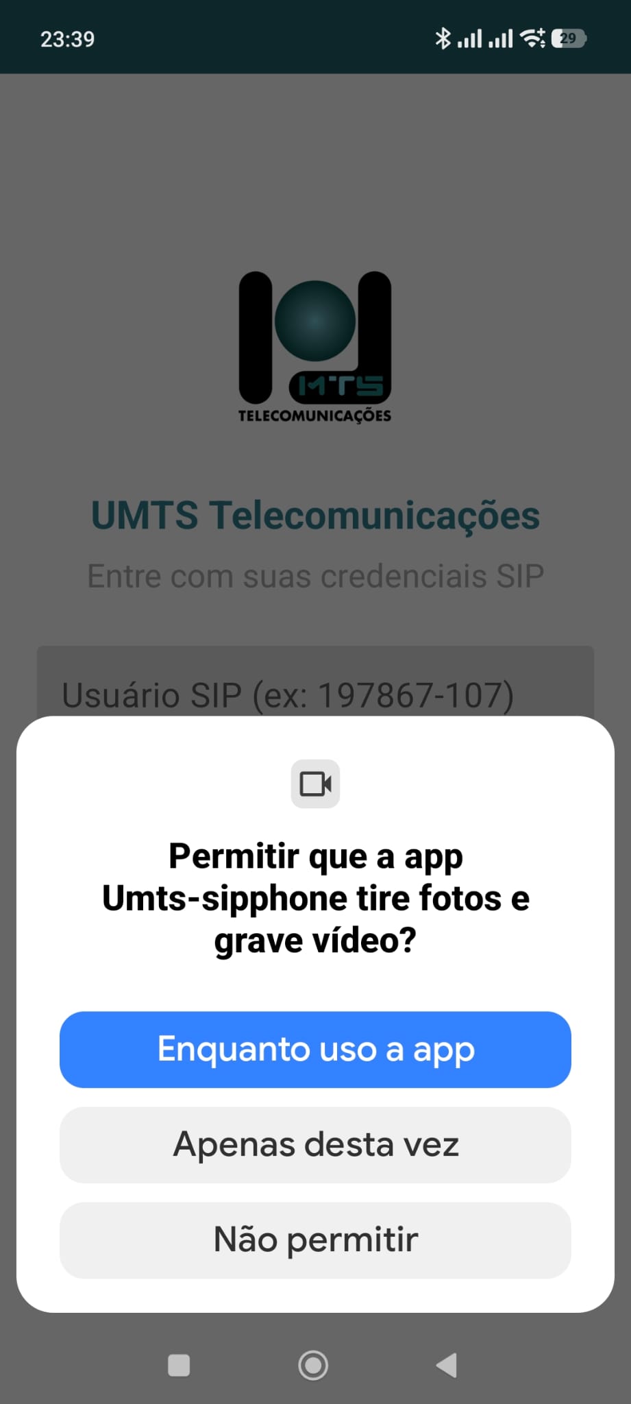 Passo 5 - Permissão de câmara